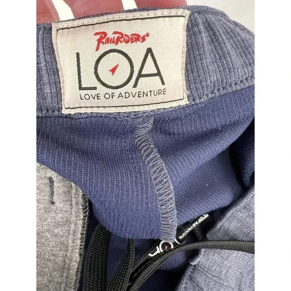 RAIL RIDERS LOVE OF ADVENTURE RECYCLED POLYESTER BLUE JOGGERS ZIP ANKLES MEDIUM - Picture 4 of 10